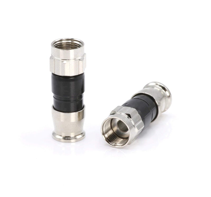 THE CIMPLE CO Coaxial Cable Connectors, 50 PCS, RG59 Compression Fitting, Water Tight O Ring, Indoor/Outdoor, F81, F-Type, 75 Ohm, 3 GHz, Black - Image 1